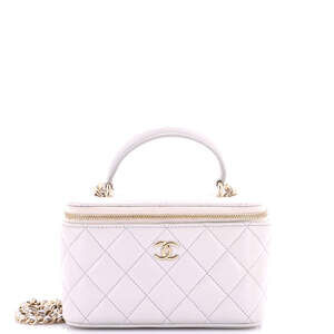 Chanel Small Classic Top Handle Vanity Case with Chain Quilted Lambskin
